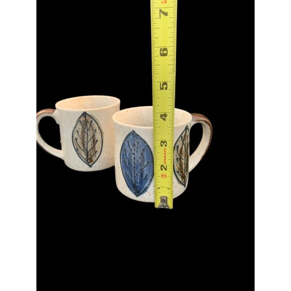 Set 2 Otagiri Japan Cobalt & Brown Leaves Speckled Stoneware Mug Cup 14oz - Picture 11 of 11